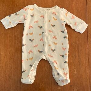 🍊5/$25 Rabbit + Bear Organic Baby Footed One-Piece with Chick Print 0-3m